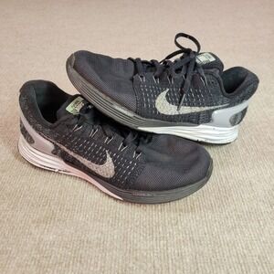 Nike Lunarglide 7 Running‎ Shoes Womens 7 Black Reflect Silver Athletic Sneakers
